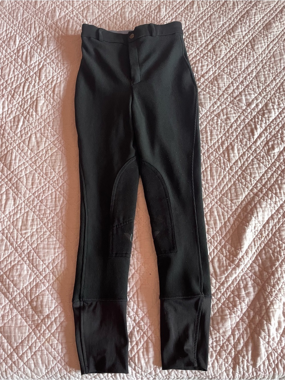 Kids Black Equestrian-Style Riding Breeches